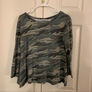 3/4 Length Sleeve Camo Top